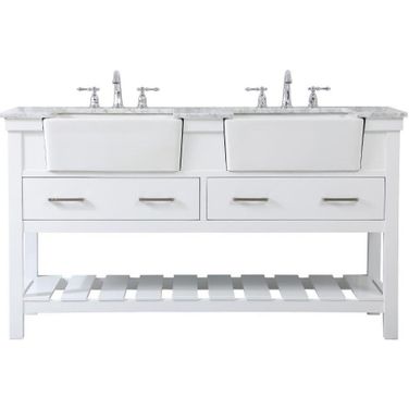 Clement 60 Inch Double Bathroom Vanity In White