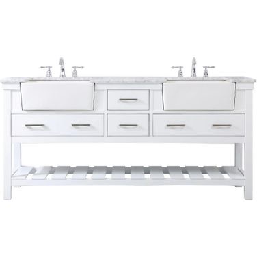 Clement 72 Inch Double Bathroom Vanity In White