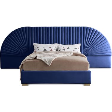 Cleo Velvet King Bed In Navy