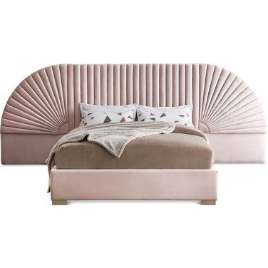 Cleo Velvet Queen Bed In Pink