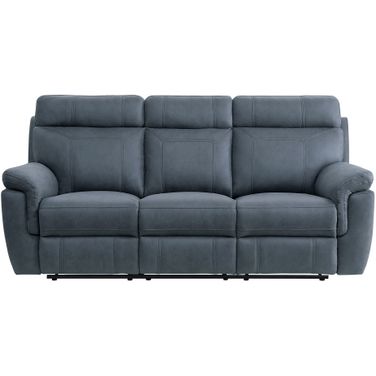 Clifton Blue Double Reclining Sofa With Drop Down Cup Holders