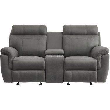 Clifton Gray Double Glider Reclining Loveseat With Center Console