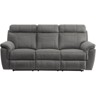 Clifton Gray Double Reclining Sofa With Drop Down Cup Holders