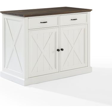 Clifton Kitchen Island In Brown and Distressed White
