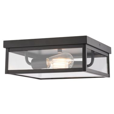 Clinton 12 Inch 2 Light Outdoor Flush Mount In Matte Black
