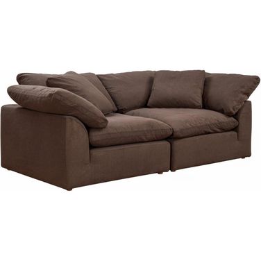 Cloud Puff Brown 2 Piece Slipcovered Modular Sectional Sofa