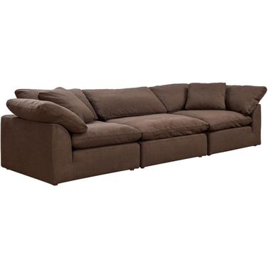 Cloud Puff Brown 3 Piece Slipcovered Modular Sectional Sofa