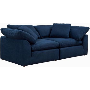 Cloud Puff Navy Blue 2 Piece Slipcovered Modular Sectional Sofa