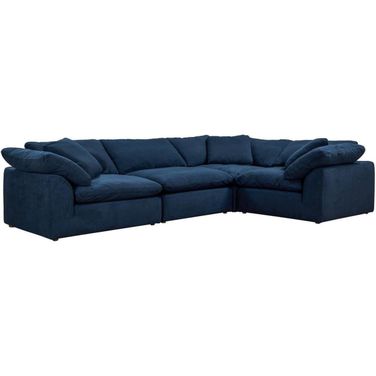 Cloud Puff Navy Blue 4 Piece Slipcovered Modular L Shaped Sectional Sofa