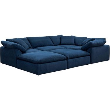 Cloud Puff Navy Blue 6 Piece Slipcovered Modular Pitt Sectional Sofa