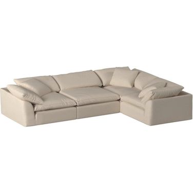 Cloud Puff Tan 4 Piece Slipcovered Modular L Shaped Sectional Sofa