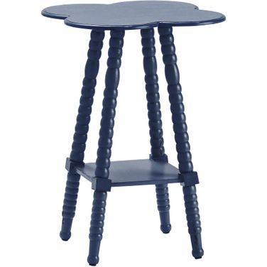Clover Shaped Fir Wood Accent Table In Blue and Navy