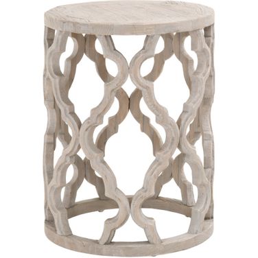 Bella Antique Clover End Table In Smoke Gray Elm