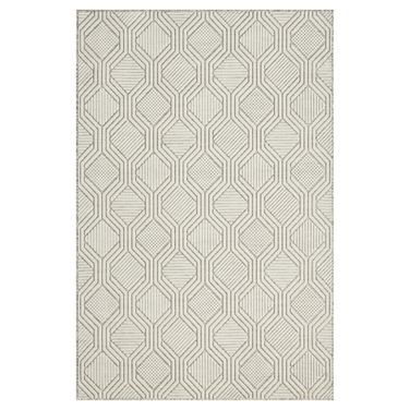Clyro Geometric Power-Loomed Indoor/Outdoor Area Rug In Ivory and Gray