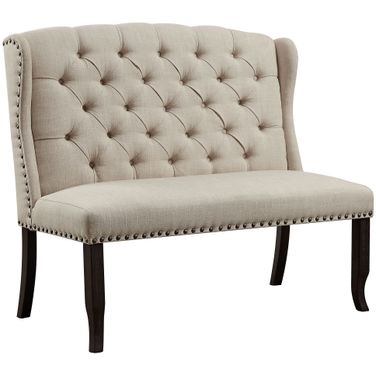Sania 2-Seater Loveseat Bench In Antique Black and Beige