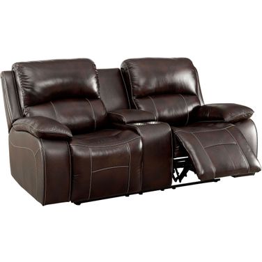 Ruth Brown Leather Reclining Loveseat