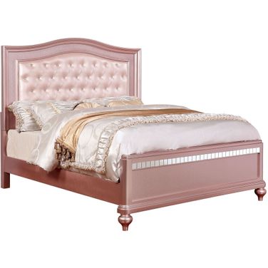Ariston Rose Gold Full Upholstered Panel Bed