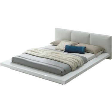 Christie High Gloss White King Upholstered Platform Bed