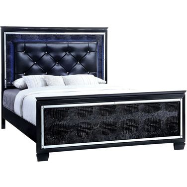 Bellanova Black King Upholstered Panel Bed