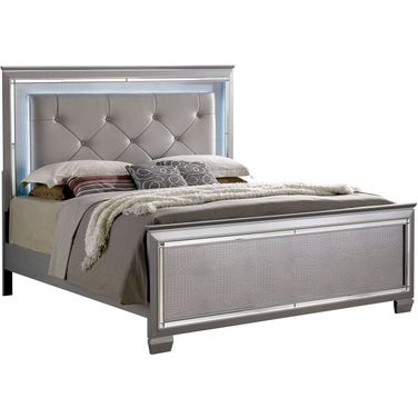 Bellanova Silver Queen Upholstered Panel Bed