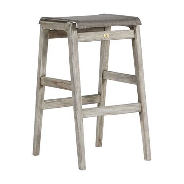 Coast Teak 30 Inch Backless Barstool In Oyster Teak and Heather Gray