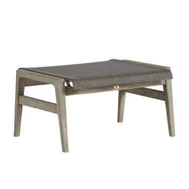 Coast Teak Ottoman In Oyster Teak and Heather Gray