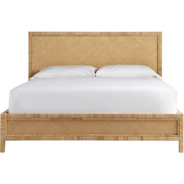 Coastal Living Wrapped Split Rattan and Raffia Queen Platform Long Key Bed