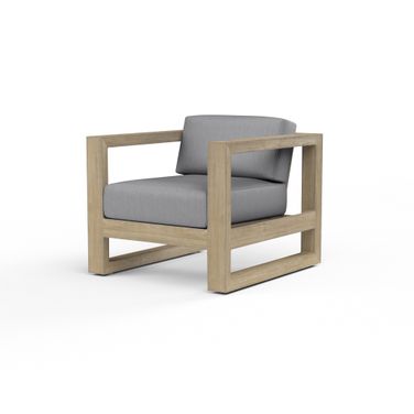 Coastal Teak Club Chair in Canvas Granite