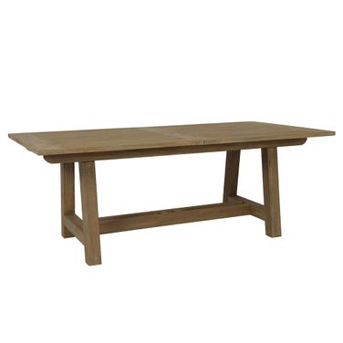 Coastal Teak Dining Table with Leaf Extension in Light Wood
