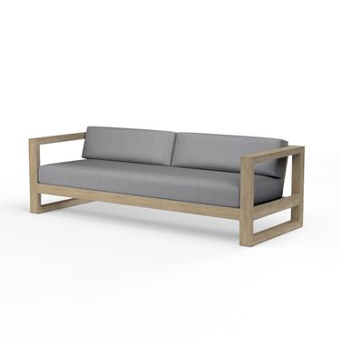 Coastal Teak Sofa in Canvas Granite