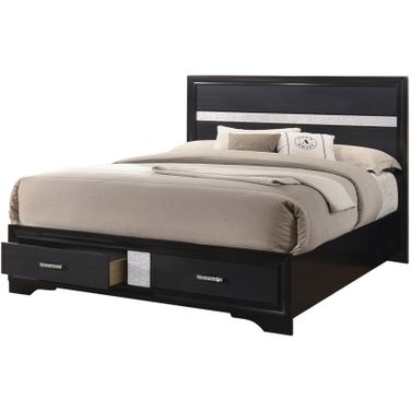 Miranda California King 2-drawer Storage Bed Black