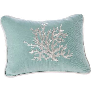 Coastline Cotton Jacquard Oblong Pillow In Aqua