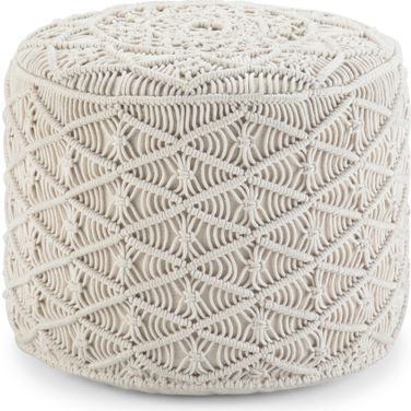 Coates Round Macrame Pouf In Natural