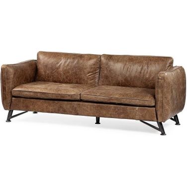 Cobain I 84 Inch Brown Leather Two Seater Sofa