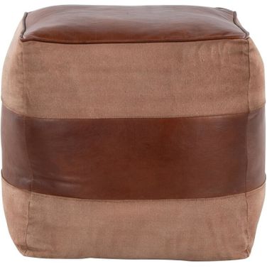 Cobbler Canvas Pouf In Tan and Espresso