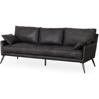Cochrane Black Leather Three Seater Sofa