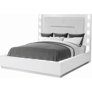 Coco Led King Size Bed Made With Wood In Milky White
