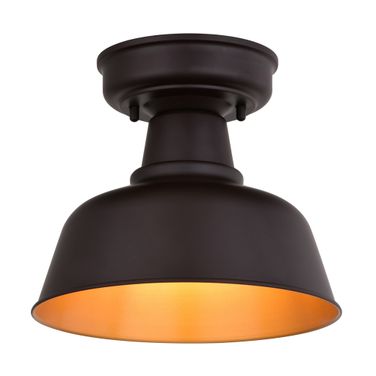 Cody 10.25 Inch Outdoor Semi-Flush Mount In Oil Rubbed Bronze and Light Gold