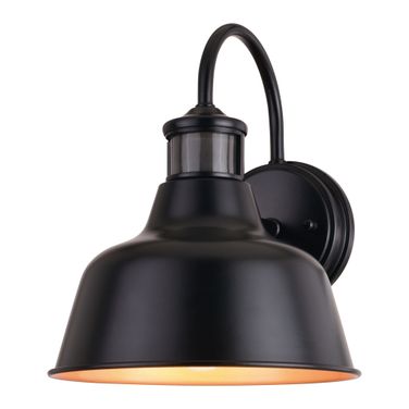 Cody 9.25 Inch Dualux Outdoor Motion Sensor Wall Light In Dark Bronze and Light Gold