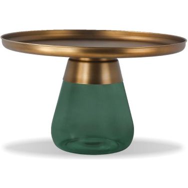 Coffee Table Duverre Antique Brass/Green Glass Base