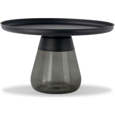 Coffee Table Duverre Matte Black Pc Aluminum/Smoke Grey Glass Base