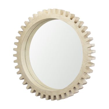 Cog 35 x 35 Inch Wood Round Frame Mirror In Natural