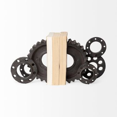 Cogsworth Resin Industrial Gear Bookends Set of 2 In Brown
