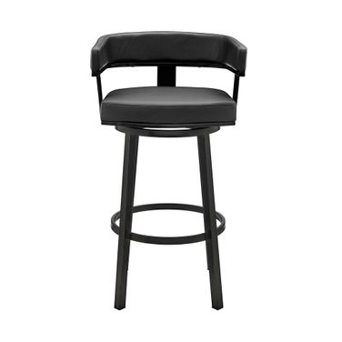 Cohen 26 Inch Counter Height Swivel Bar Stool In Black Finish and Black Faux Leather