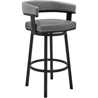 Cohen 26 Inch Counter Height Swivel Bar Stool In Black Finish and Gray Faux Leather
