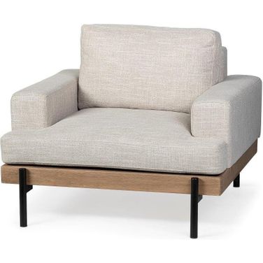 Colburne I Beige Fabric With Wood And Iron Frame Accent Chair