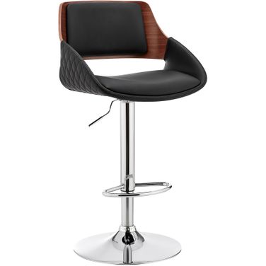 Colby Adjustable Black Faux Leather and Chrome Finish Bar Stool