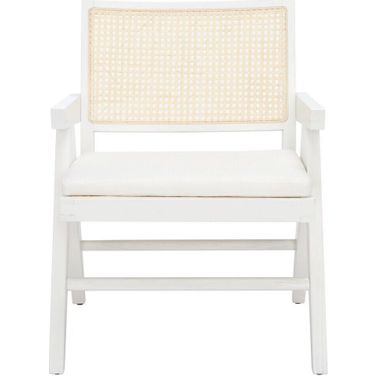 Colette Rattan Accent Chair In White And Natural