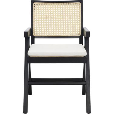 Colette Rattan Armchair In Black and Natural