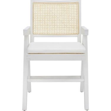 Colette Rattan Armchair In White And Natural